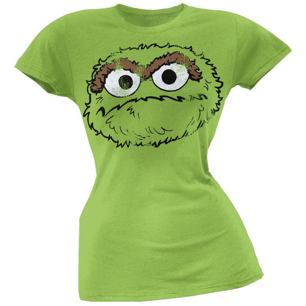 Sesame Street - Distressed Oscar Head Juniors T-Shirt