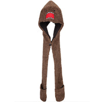 Domo - Face Plush Hat With Attached Mittens
