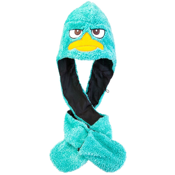 Phineas And Ferb - Perry Face Plush Hat With Attached Mittens