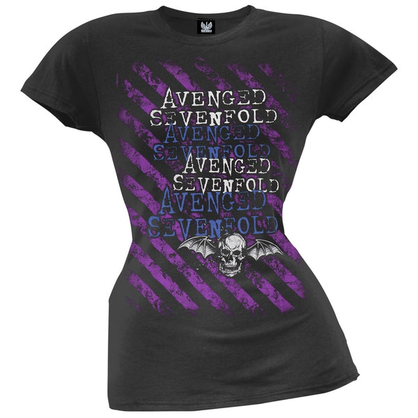 Avenged Sevenfold - Repeat Logo Stripes Juniors T-Shirt