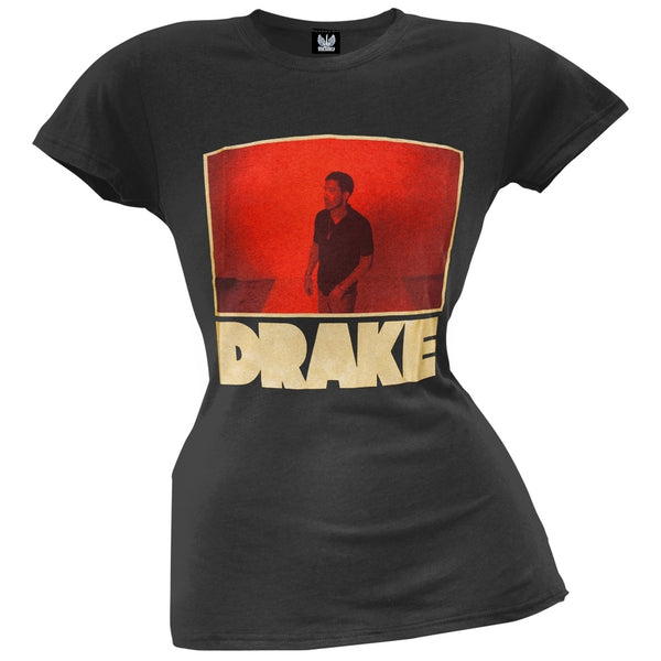 Drake - Red Photo Outlined Juniors T-Shirt
