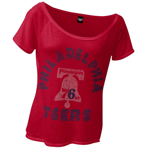 Philadelphia 76ers - Classic Logo Off-Shoulder Juniors T-Shirt
