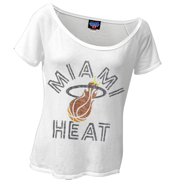 Miami Heat - Hoop Logo Off-Shoulder Juniors T-Shirt