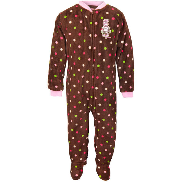 Dr. Seuss - Cat Chat Polka-Dot Brown Toddler Footed Pajamas