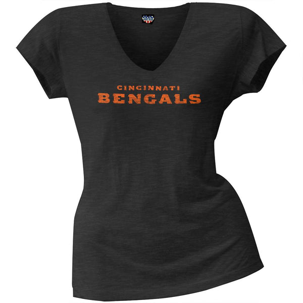 Cincinnati Bengals - Scrum Logo Juniors Premium V-Neck T-Shirt