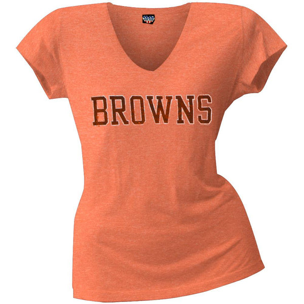 Cleveland Browns - Scrum Logo Juniors Premium V-Neck T-Shirt
