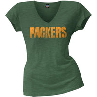 Green Bay Packers - Scrum Logo Juniors Premium V-Neck T-Shirt