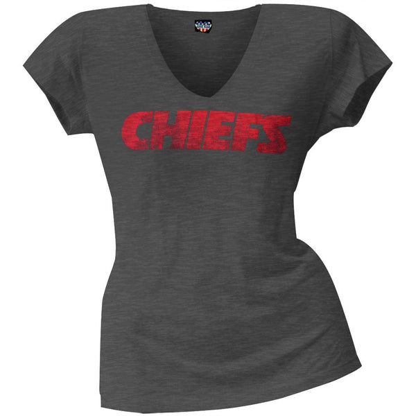 Kansas City Chiefs - Scrum Logo Juniors Premium V-Neck T-Shirt