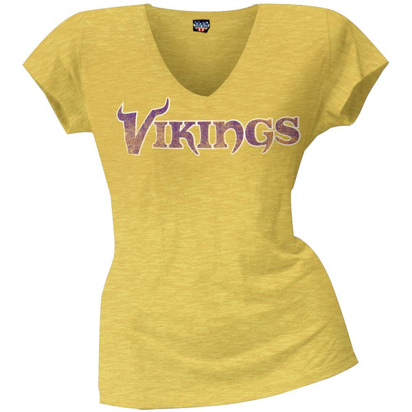 Minnesota Vikings - Scrum Logo Juniors Premium V-Neck T-Shirt