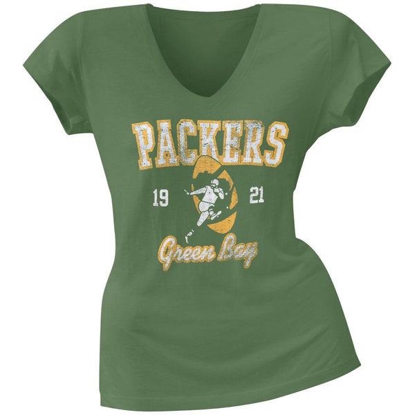 Green Bay Packers - Flanker Logo Premium Juniors V-Neck T-Shirt
