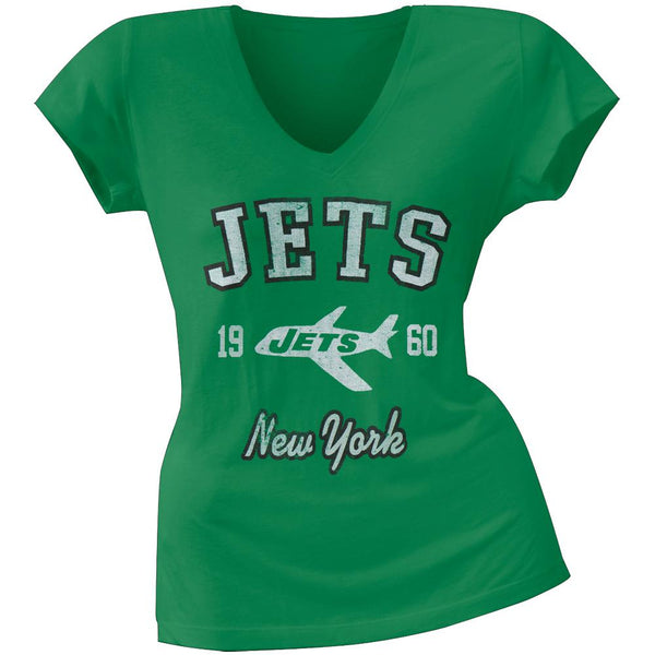 New York Jets - Flanker Logo Premium Juniors V-Neck T-Shirt