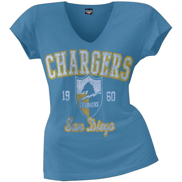 San Diego Chargers - Flanker Logo Premium Juniors V-Neck T-Shirt