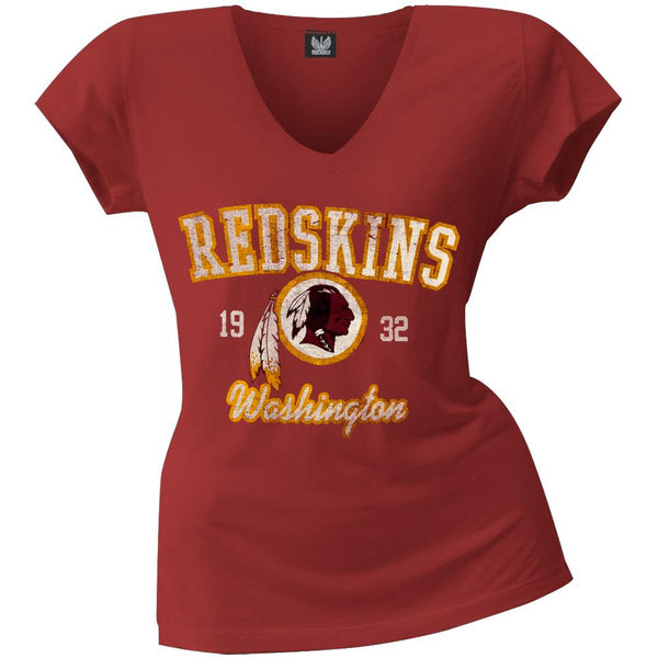 Washington Redskins - Flanker Logo Premium Juniors V-Neck T-Shirt