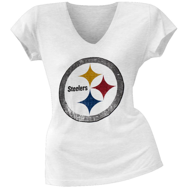 Pittsburgh Steelers - Scrum Logo Premium Juniors V-Neck T-Shirt