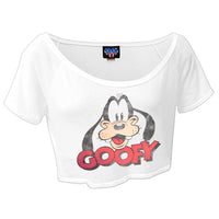 Goofy - Distressed Head Juniors Scoop Neck Half T-Shirt