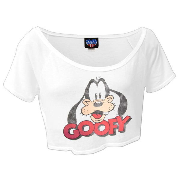 Goofy - Distressed Head Juniors Scoop Neck Half T-Shirt