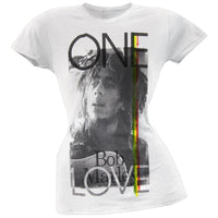 Bob Marley - One Love Portrait Juniors White T-Shirt