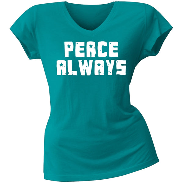 2 Love - Victoria Justice Peace Always Juniors V-Neck T-Shirt