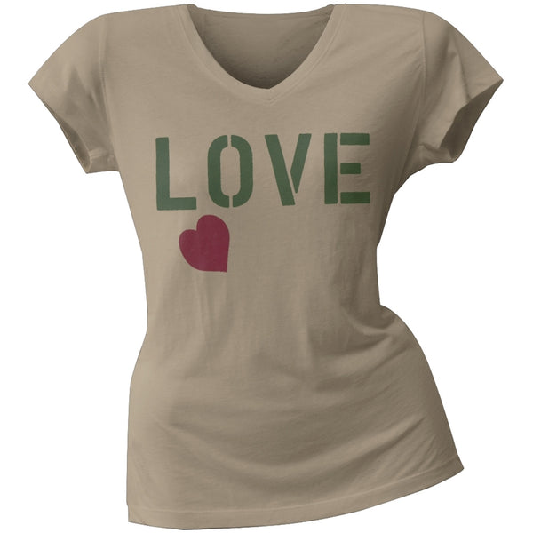 2 Love - Jessica Alba's Love Stencil Heart Junior's V-Neck T-Shirt