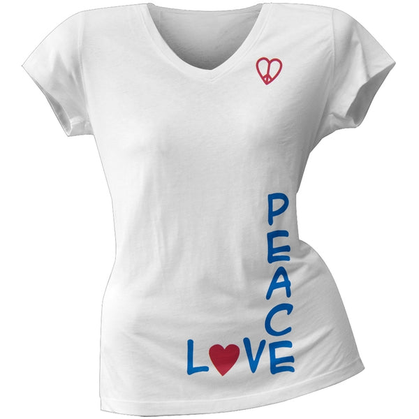 2 Love - Alyssa Milano's Peace Love Intersect Junior's V-Neck T-Shirt