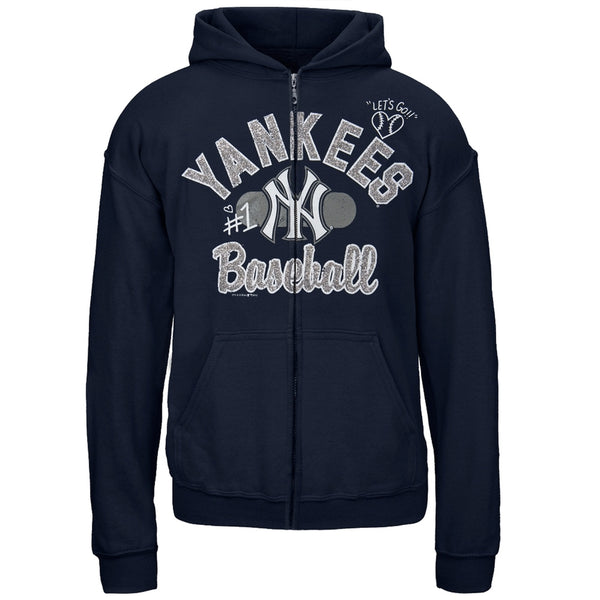 New York Yankees - Glitter Logo Girls Youth Zip Hoodie