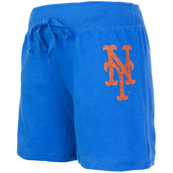 New York Mets - Glitter Logo Girls Juvy Drawstring Shorts