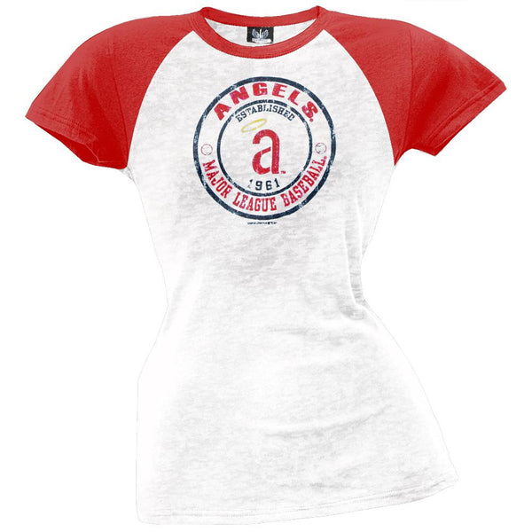Anaheim Angels - Juniors Raglan Burnout T-Shirt