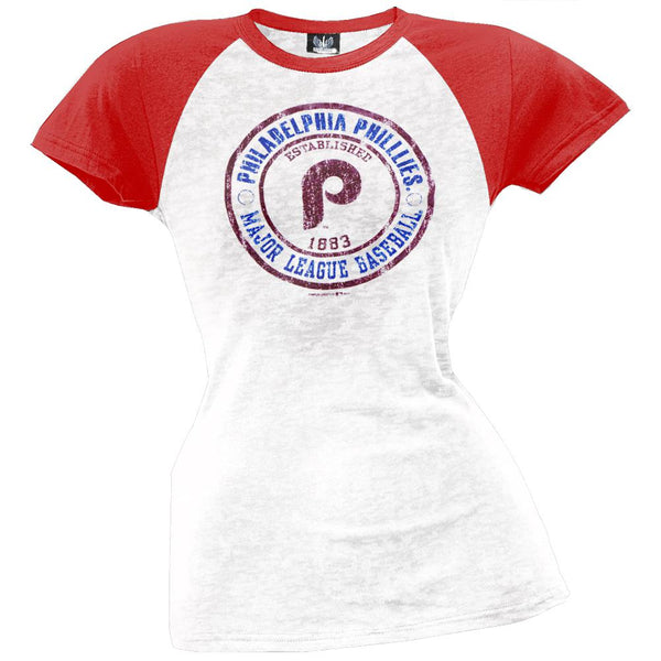 Philadelphia Phillies - Juniors Raglan Burnout T-Shirt