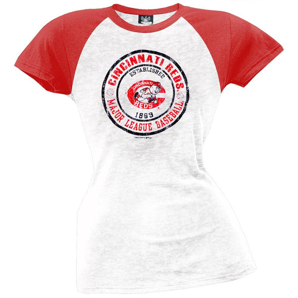 Cincinnati Reds - Juniors Raglan Burnout T-Shirt