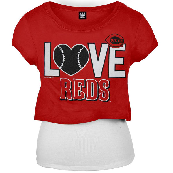 Cincinnati Reds - Glitter Love Girls Youth T-Shirt w/Tank