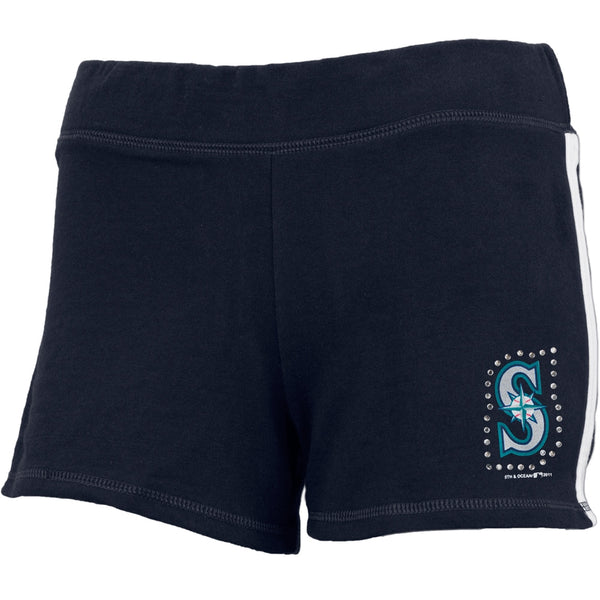 Seattle Mariners - Rhinestone Logo Girls Youth Athletic Shorts