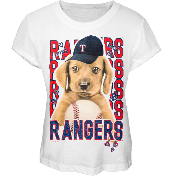 Texas Rangers - Puppy Dog White Girls Juvy T-Shirt