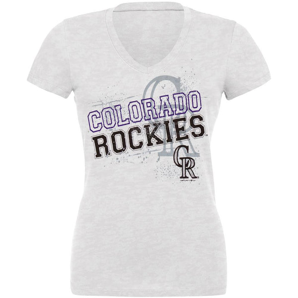 Colorado Rockies - Splatter Juniors Burnout V-Neck T-Shirt