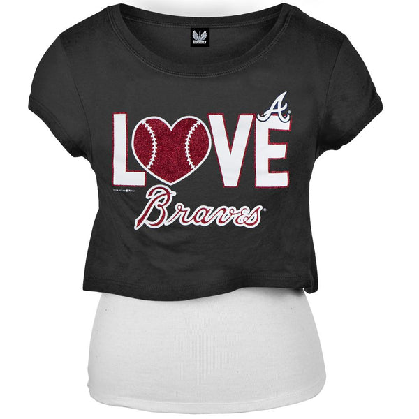 Atlanta Braves - Glitter Love Girls Youth T-Shirt w/Tank