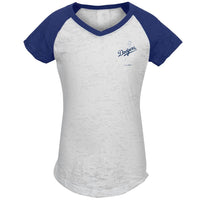 Los Angeles Dodgers - #1 Girls Youth Burnout V-neck Raglan