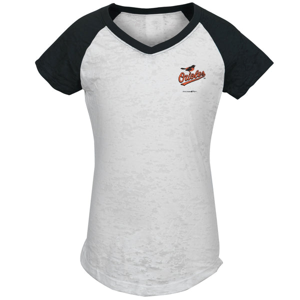 Baltimore Orioles - Logo #1 Girls Youth Burnout Raglan T-Shirt