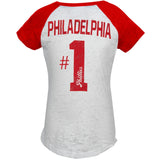 Philadelphia Phillies - #1 Girls Juvy Burnout V-Neck Raglan