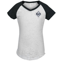 Tampa Bay Rays - #1 Girls Juvy Burnout V-Neck Raglan