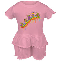 Grateful Dead - Rainbow Hoopers Pink Infant Romper Ruffle Dress