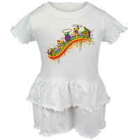 Grateful Dead - Rainbow Hoopers White Infant Romper Ruffle Dress