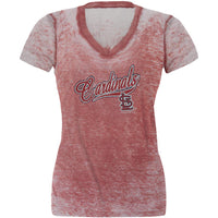 St. Louis Cardinals - Distressed Logo Juniors Burnout T-Shirt