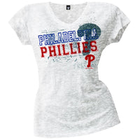 Philadelphia Phillies - Splatter Juniors Burnout V-Neck T-Shirt
