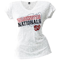 Washington Nationals - Splatter Juniors Burnout V-Neck T-Shirt