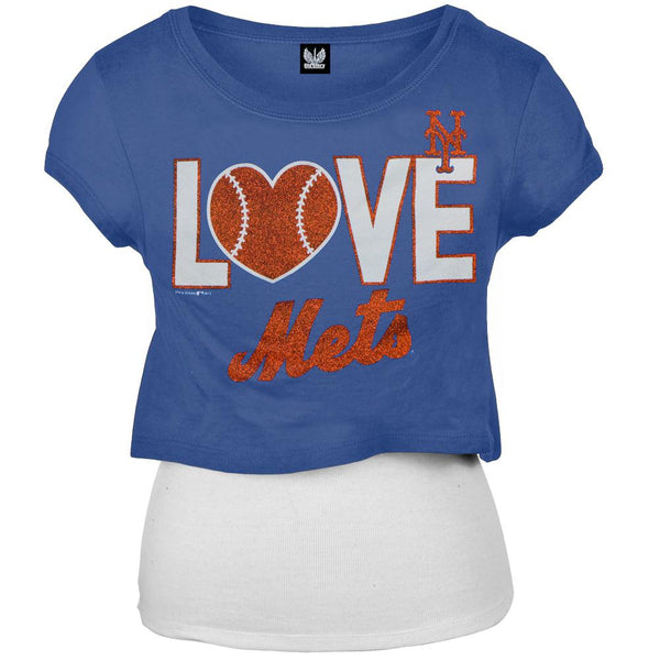 New York Mets - Glitter Love Girls Youth T-Shirt w/Tank