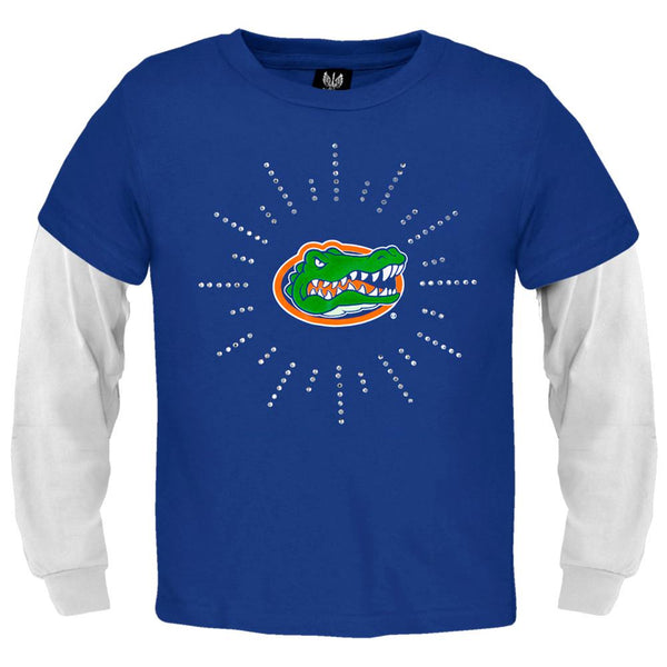 Florida Gators - Rhinestone Ray Logo Girls Youth 2fer Long Sleeve T-Shirt