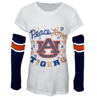 Auburn Tigers - Peace Glitter Logo Youth Long Sleeve w/Detached Sleeves