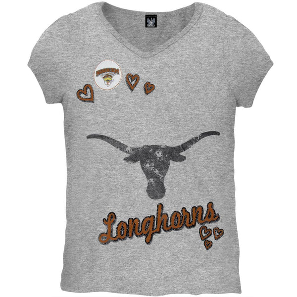 Texas Longhorns - Glitter Heart Girls Youth Soft T-Shirt