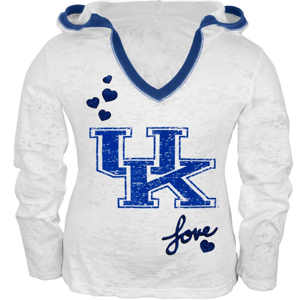 Kentucky Wildcats - Girls Juvy Burnout Hooded Long Sleeve T-Shirt