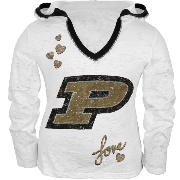 Purdue Boilermakers - Girls Juvy Burnout Hooded Long Sleeve T-Shirt