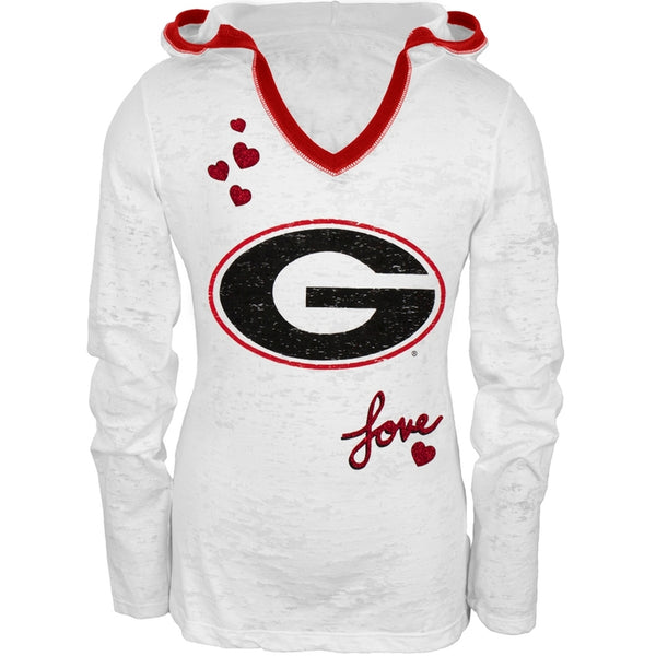 Georgia Bulldogs - Girls Youth Burnout Hooded Long Sleeve T-Shirt